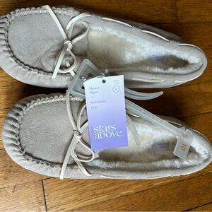 Stars Above Taupe Suede like Slippers